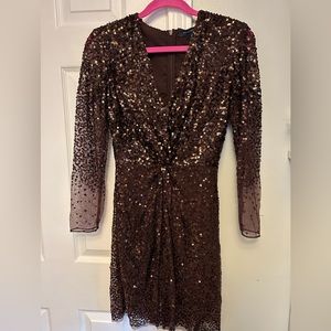 NWT Beautiful dark purple wine colored sparkle low cut dress